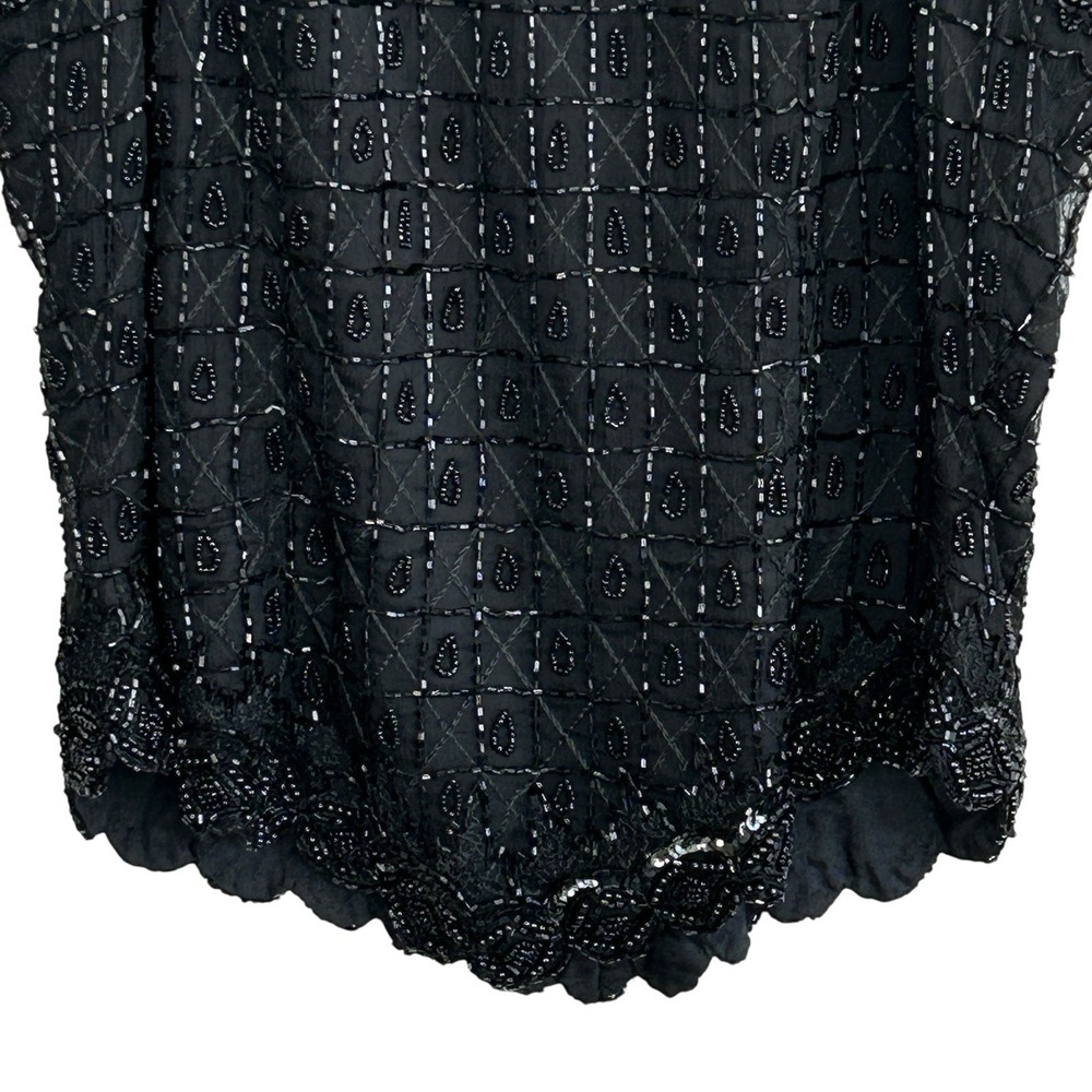 Vintage Papell Boutique Silk Beaded Halter Tank Top PM Fairy Whimsigoth Formal - Picture 4 of 13